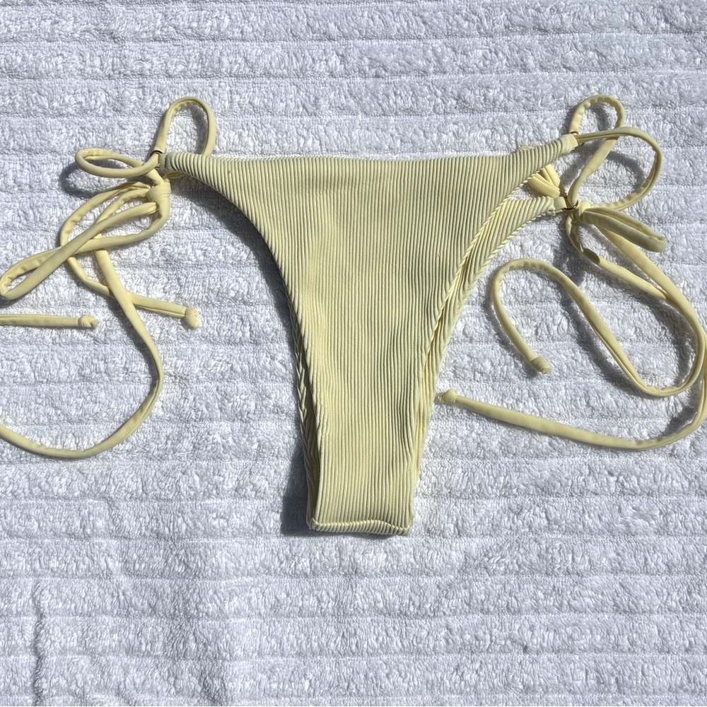 Yellow Ribbed Bikini Bottom - Picture 6 of 7